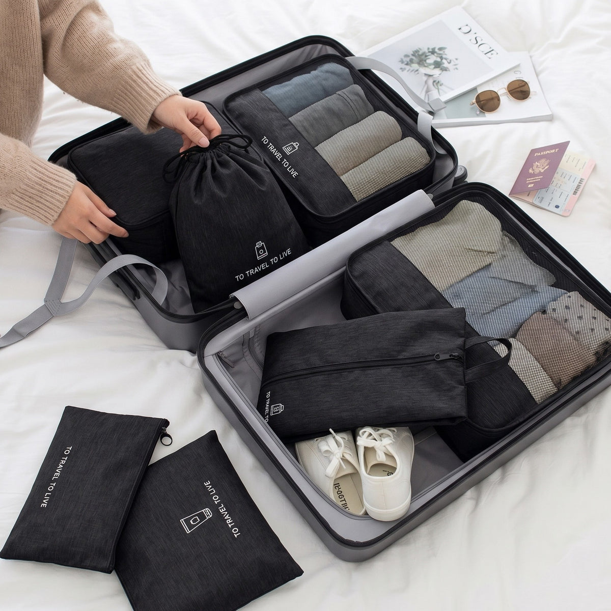 The Ultimate 7-Piece Luggage Organizer Kit.
